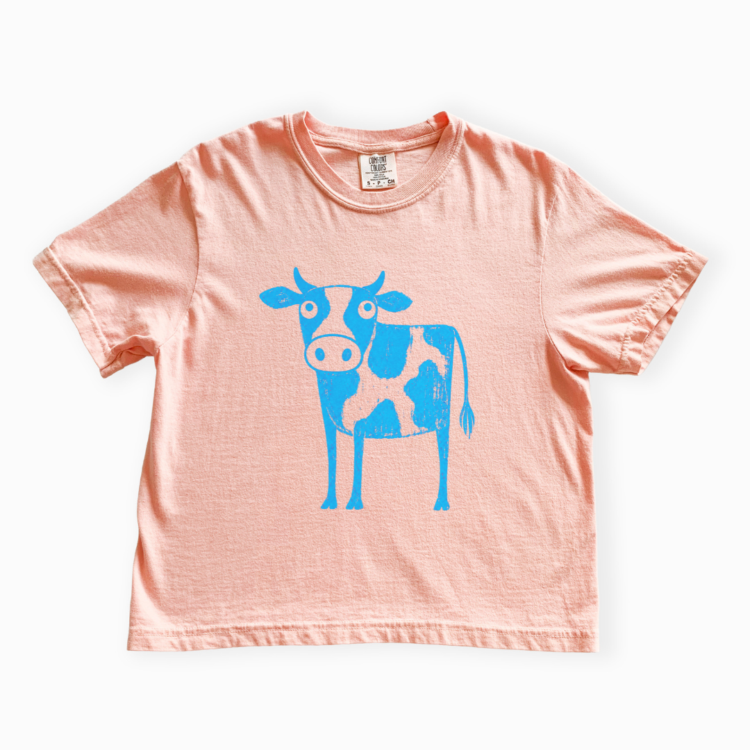 Cow - Comfort Colors Boxy Cropped Tee