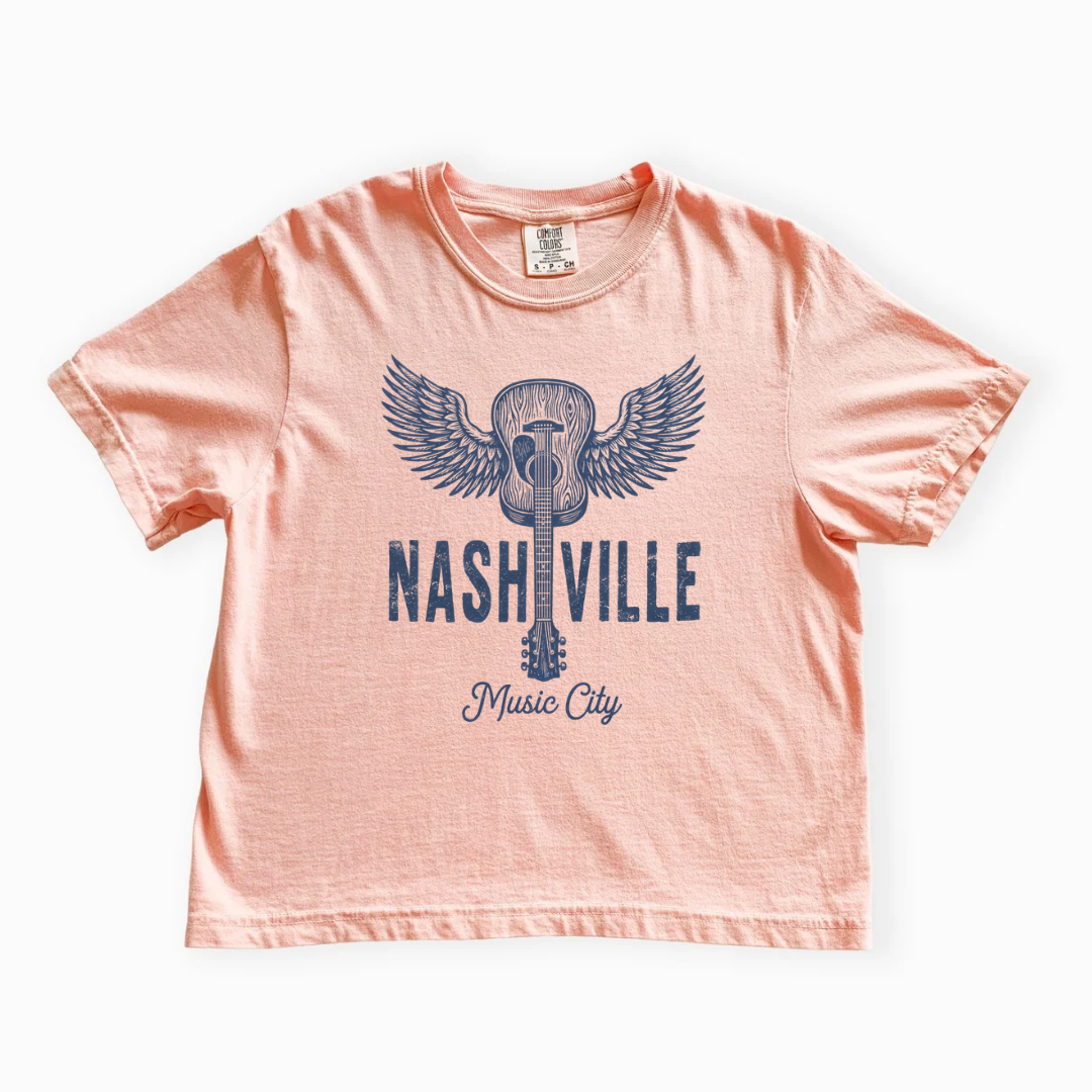 Nashville Music City - Comfort Colors Boxy Cropped Tee