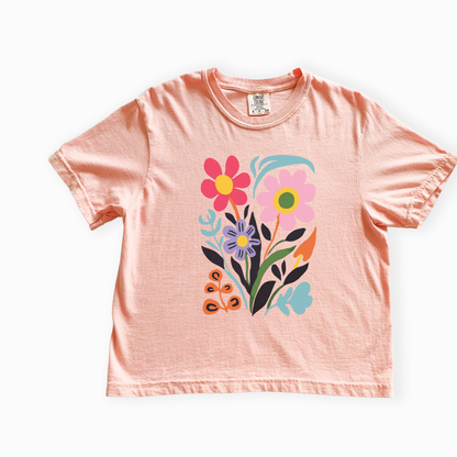 Vivid Floral - Comfort Colors Boxy Cropped Tee