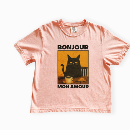 Bonjour Mon Amour - Comfort Colors Boxy Cropped Tee