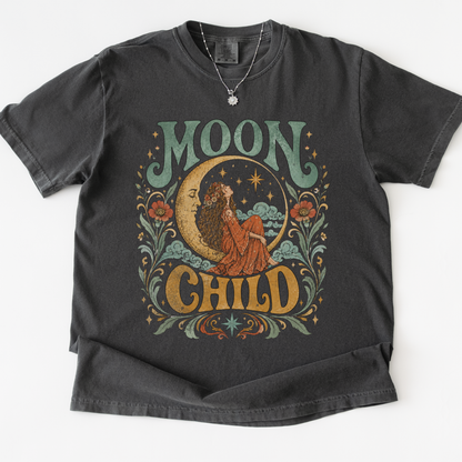 Moon Child -  Relaxed Fit Vintage Wash T Shirt