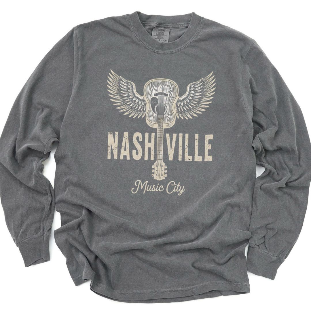 Nashville Music City - Comfort Colors Long Sleeve Premium T Shirt