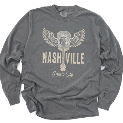 Nashville Music City - Comfort Colors Long Sleeve Premium T Shirt