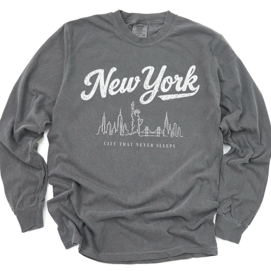New York Skyline Doodle - Comfort Colors Long Sleeve Premium T Shirt