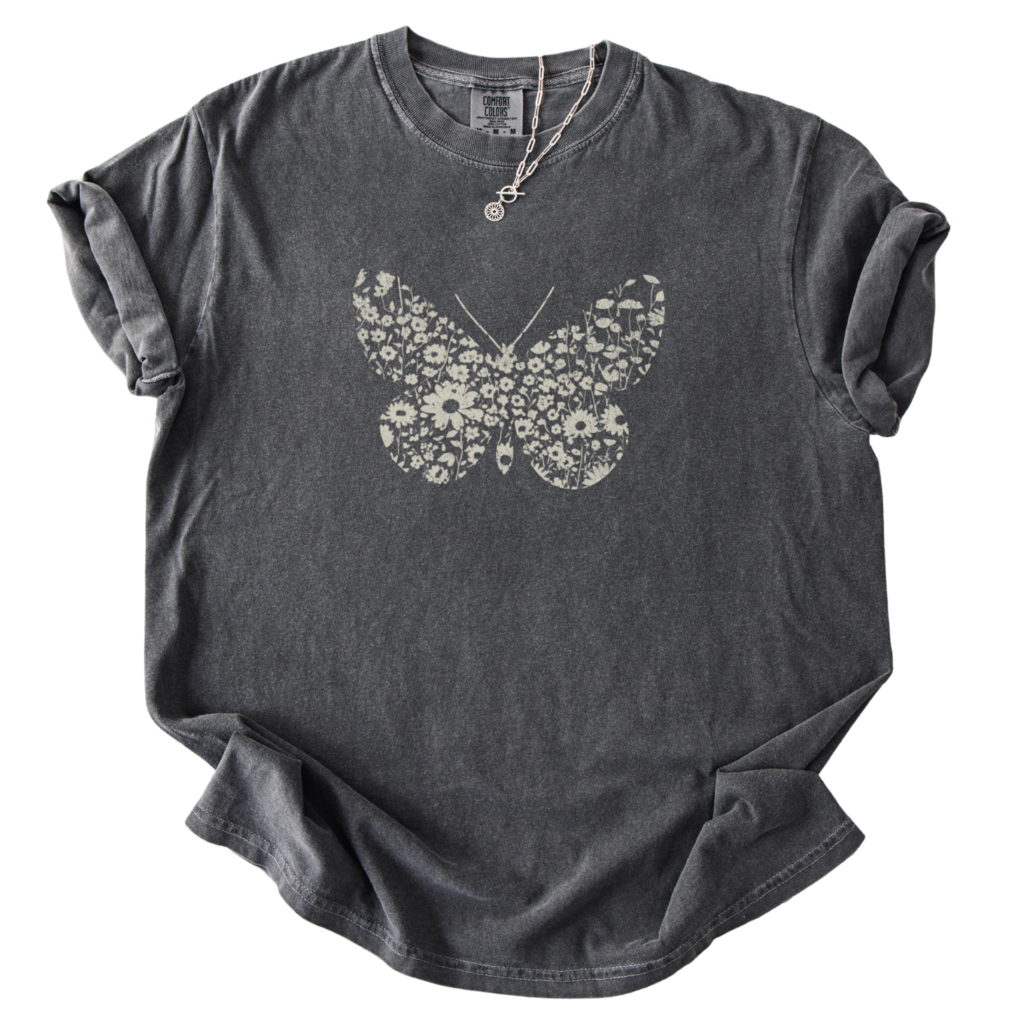 Silhouette Floral Butterfly - Relaxed Fit Premium T Shirt