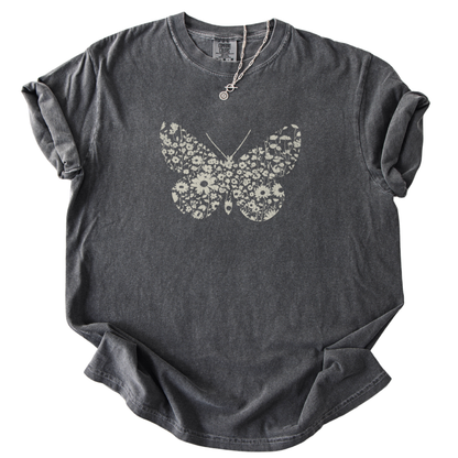Silhouette Floral Butterfly - Relaxed Fit Premium T Shirt