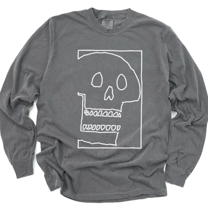 Skull Sketch - Comfort Colors Long Sleeve Premium T Shirt