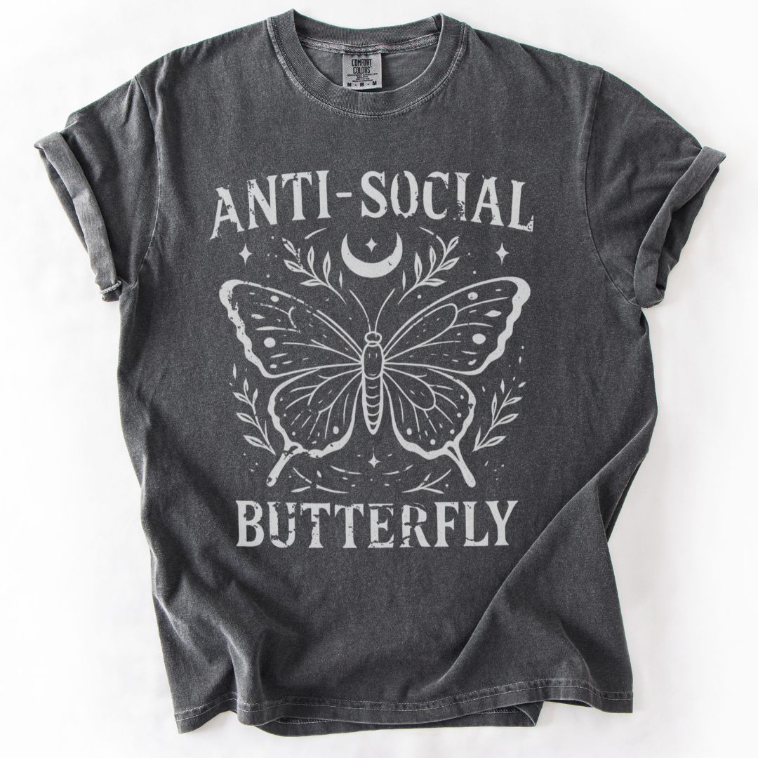 Anti-Social Butterfly -  Comfort Colors Relaxed Fit Premium T Shirt