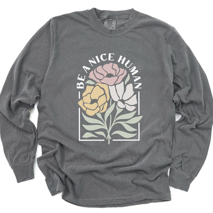 Be A Nice Human - Comfort Colors Premium Long Sleeve T Shirt