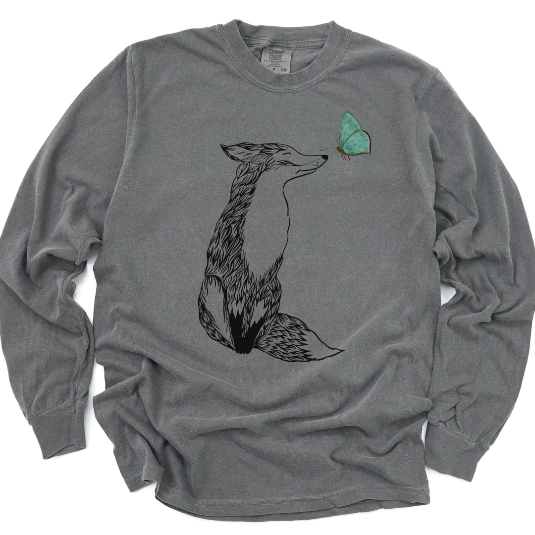 Fox & Butterfly - Comfort Colors Long Sleeve Premium T Shirt