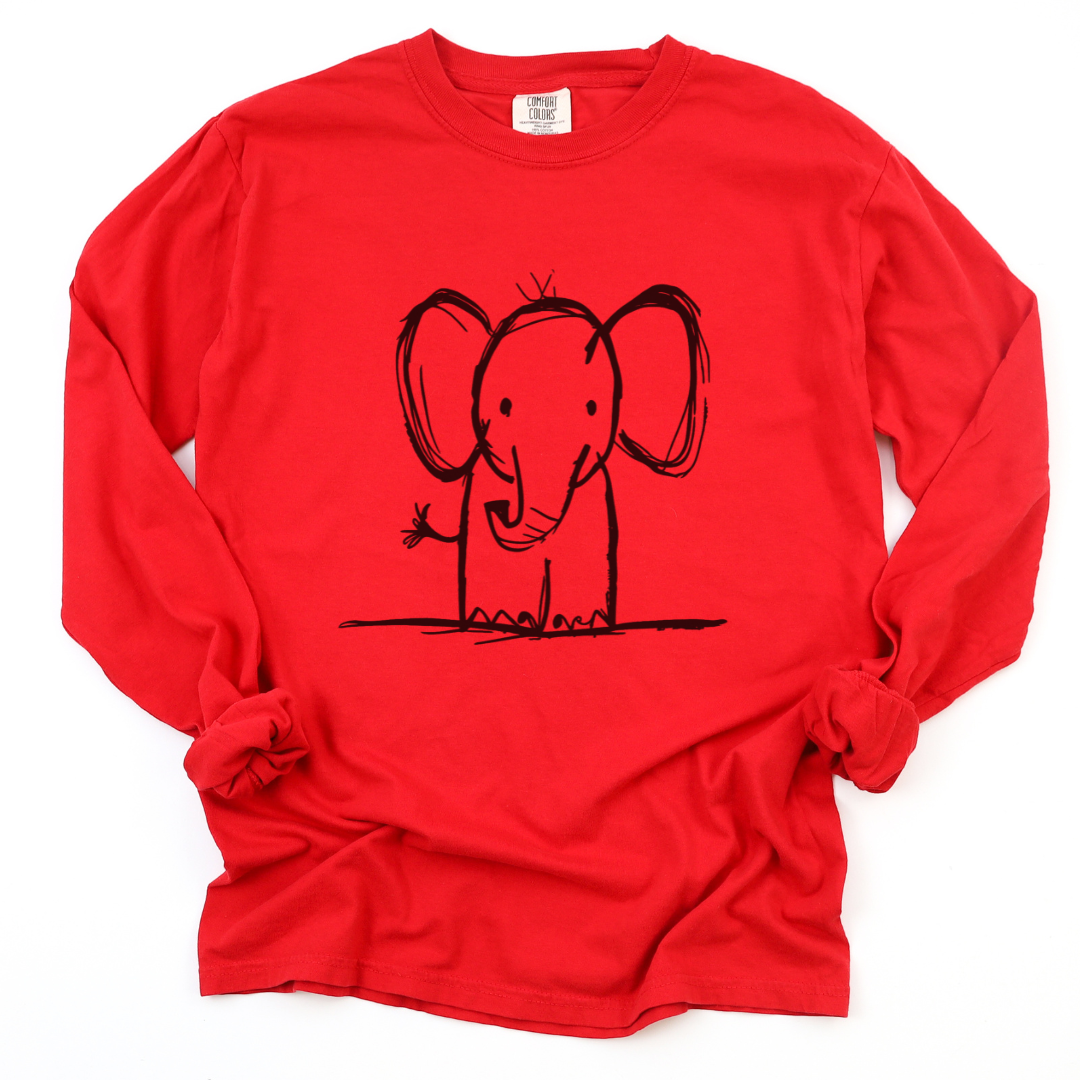 Elephant Sketch - Comfort Colors Long Sleeve Premium T Shirt