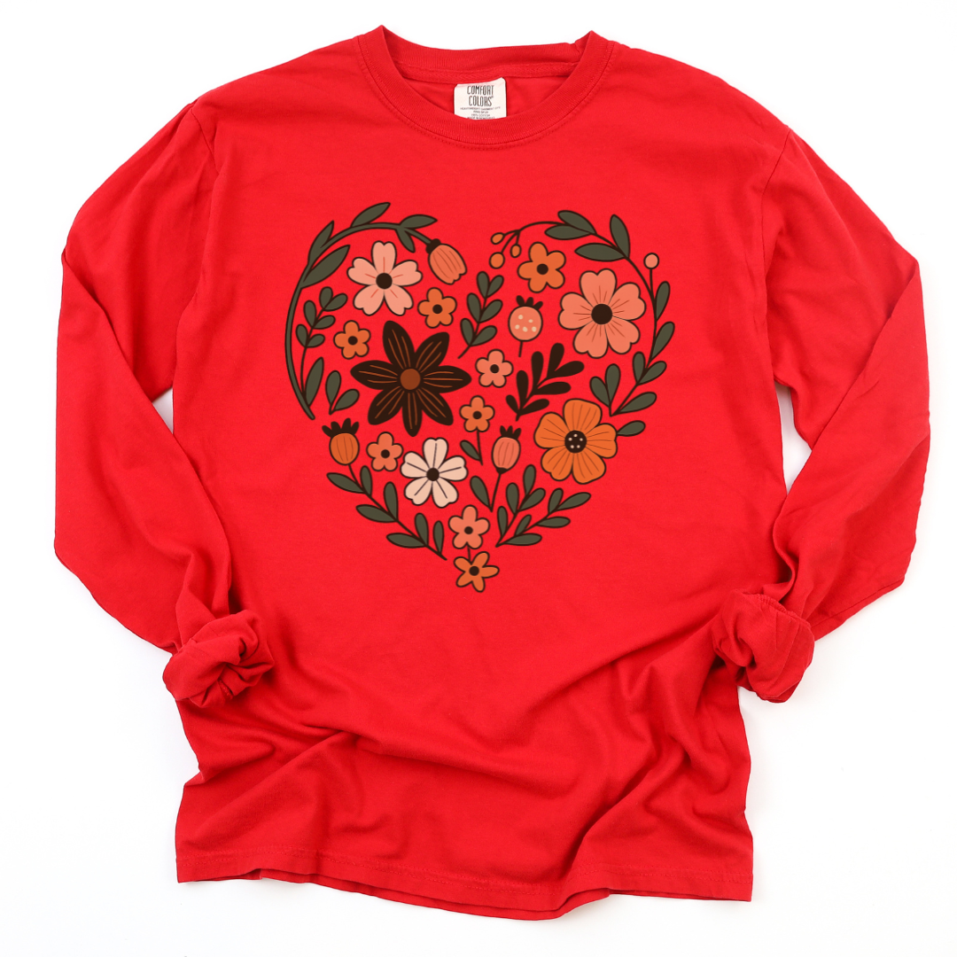 Flower Heart - Comfort Colors Long Sleeve Premium T Shirt