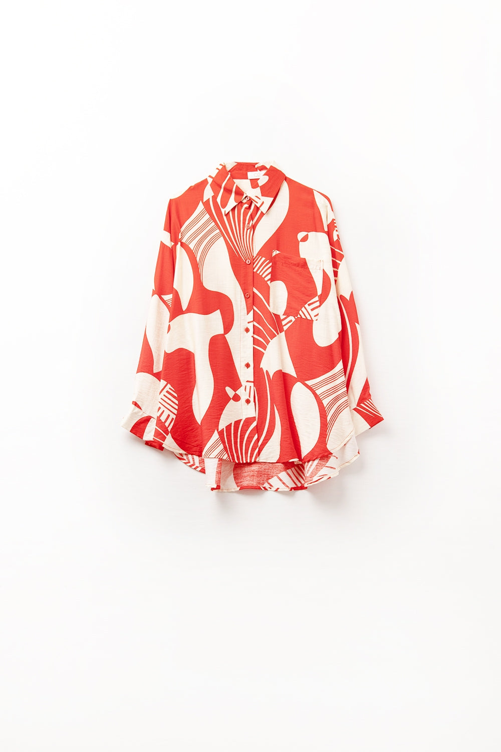 Red Polo Shirt With Abstract Print