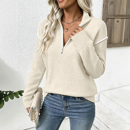 Half Zip Stand Collar Knit Sweater