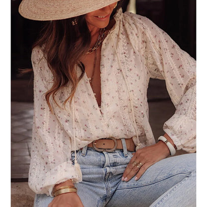 Lightweight Long Sleeve Bohemia  Lace Blouse