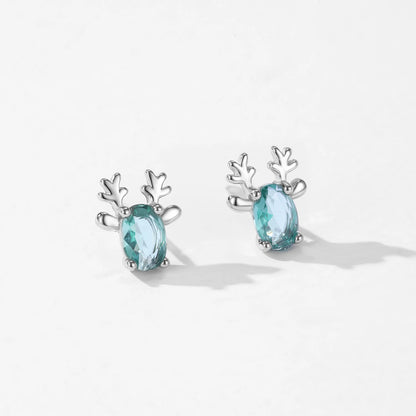 925 Sterling Silver Cartoon  Deer Stud Earrings