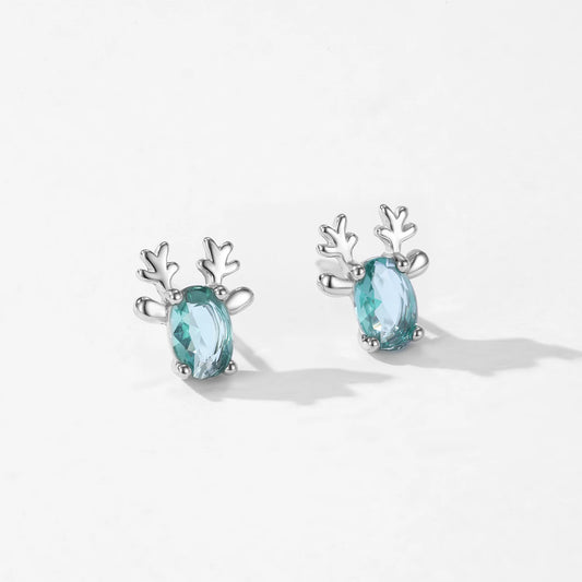 925 Sterling Silver Cartoon  Deer Stud Earrings