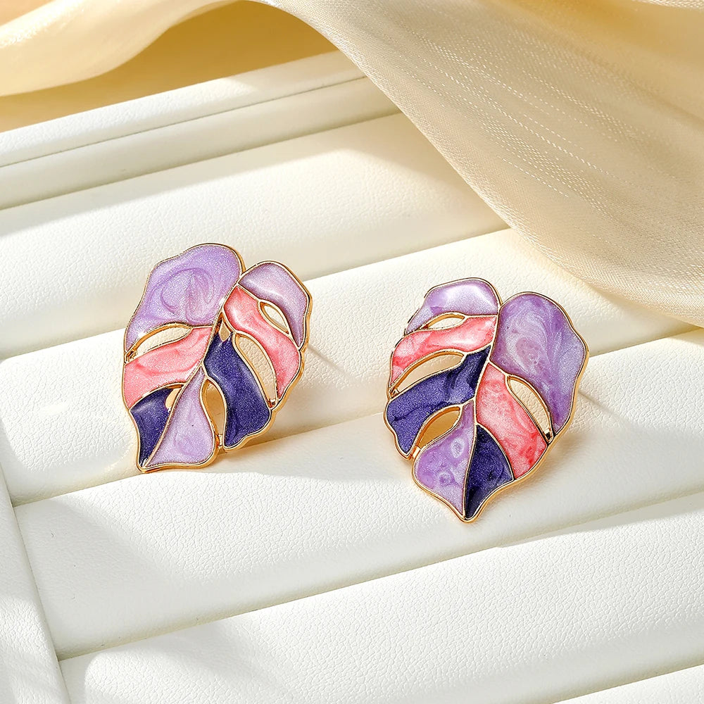 Monstera Leaf Stud Earrings