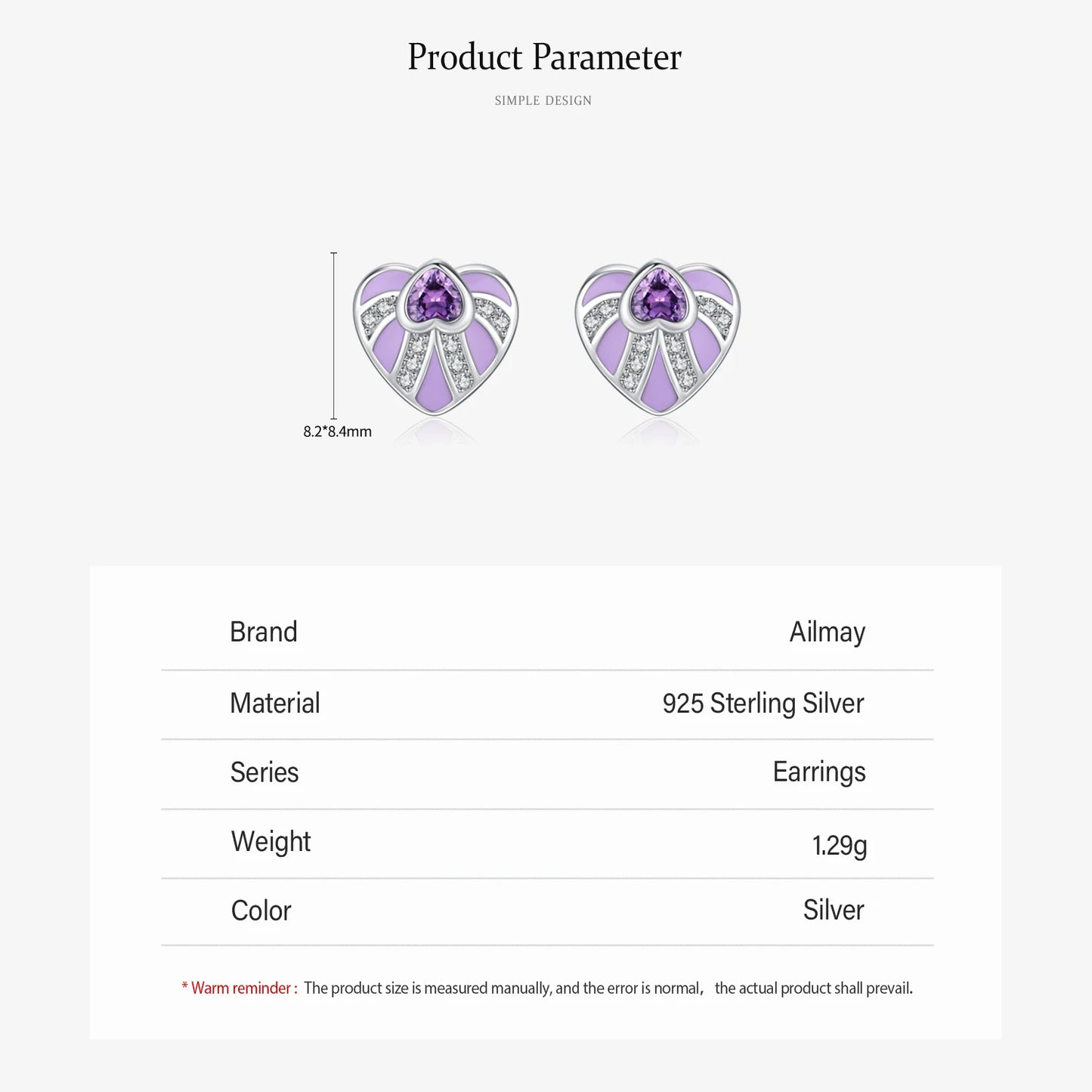 925 Sterling Silver Elegant Heart Enamel Earrings