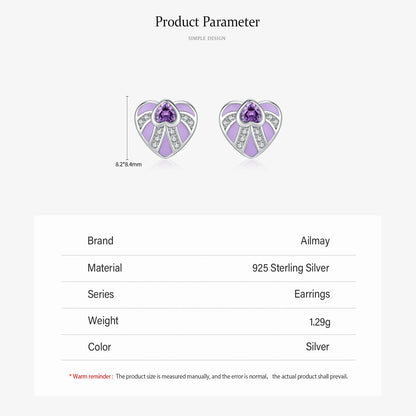 925 Sterling Silver Elegant Heart Enamel Earrings