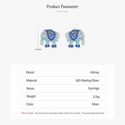 925 Sterling Silver Elegant Elephant Zirconia Earrings