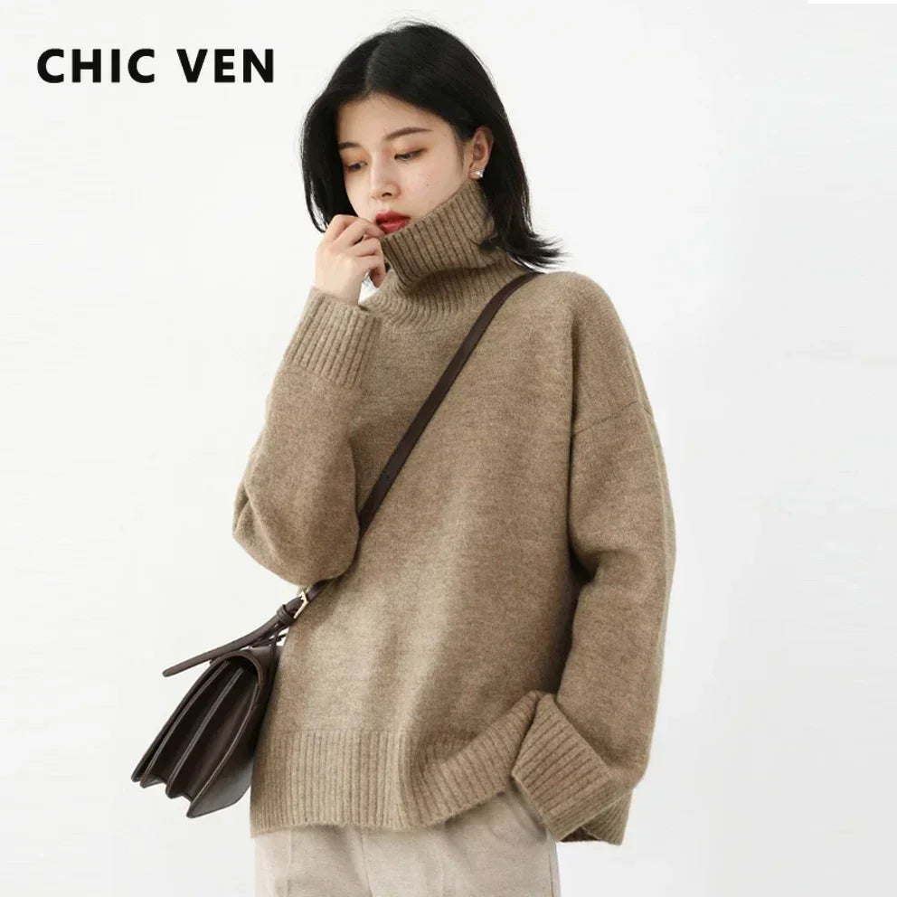 Loose Turtleneck Knit Sweater