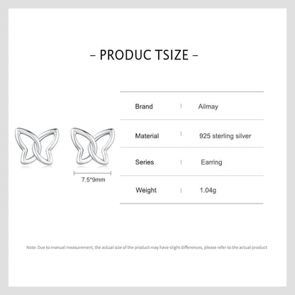 925 Sterling Silver Hollow Butterfly Stud Earrings
