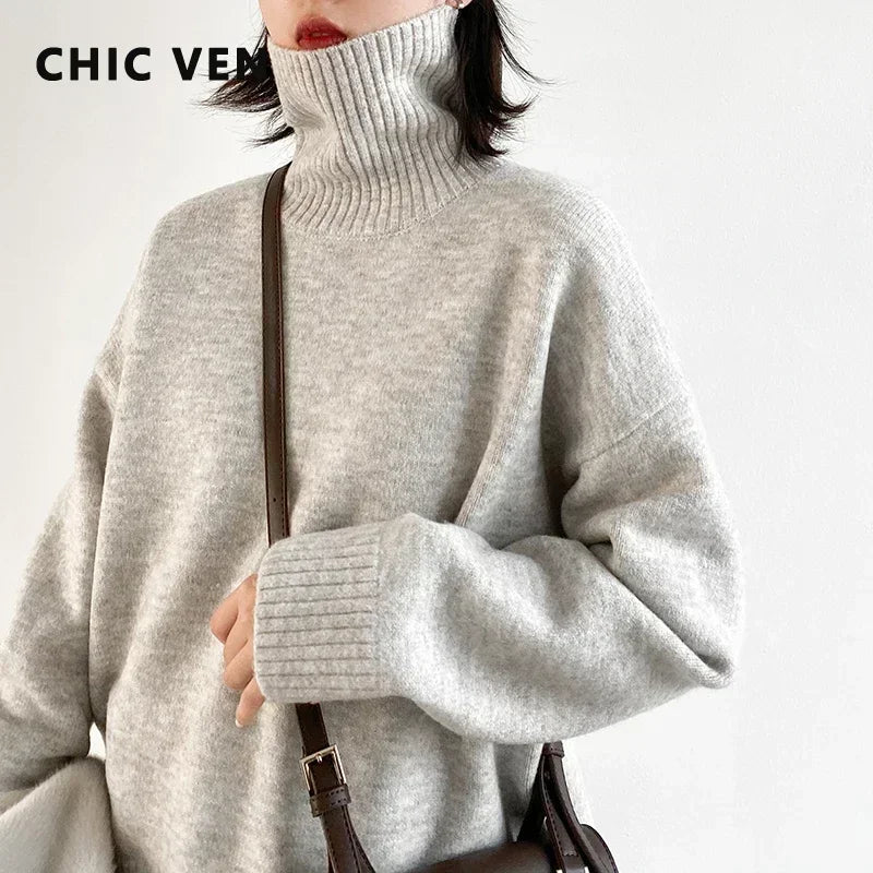 Loose Turtleneck Knit Sweater