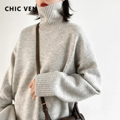 Loose Turtleneck Knit Sweater