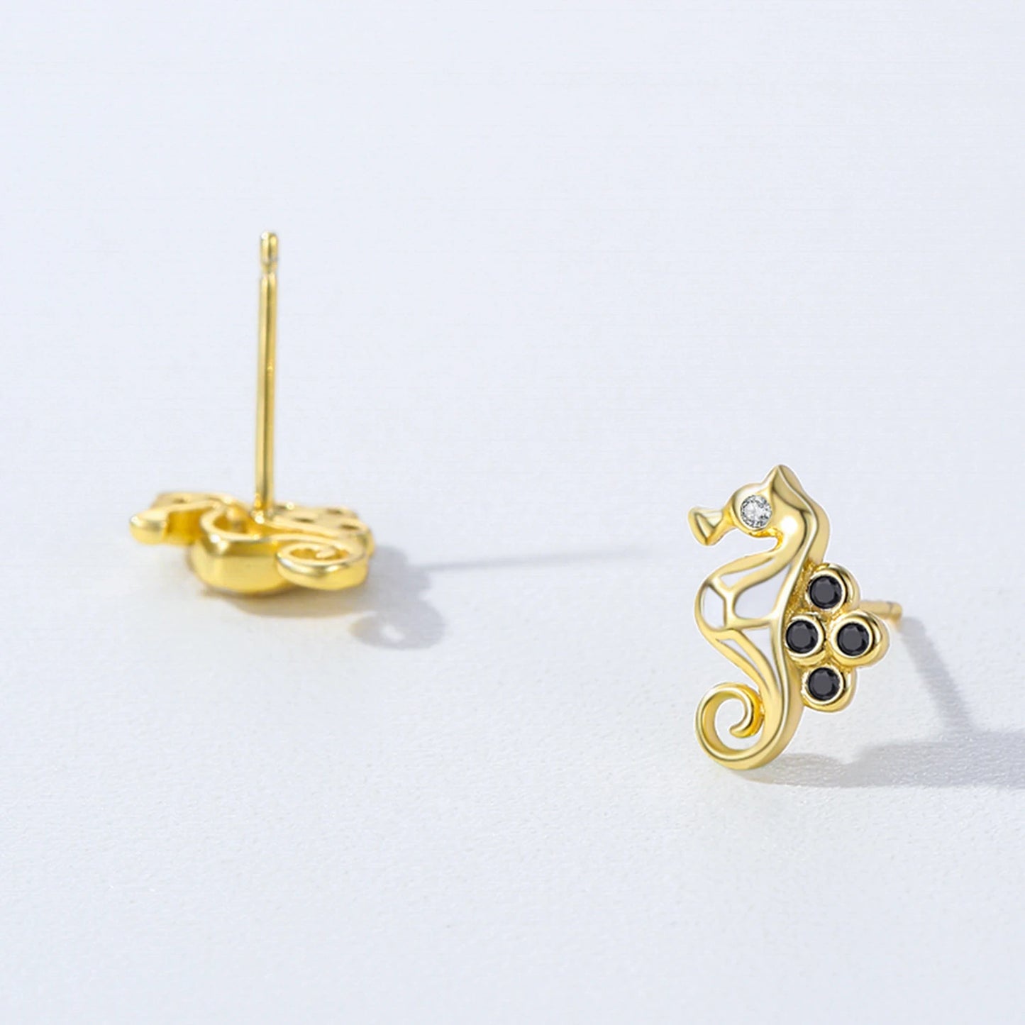 925 Sterling Silver Seahorse Shaped Earrings