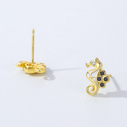 925 Sterling Silver Seahorse Shaped Earrings