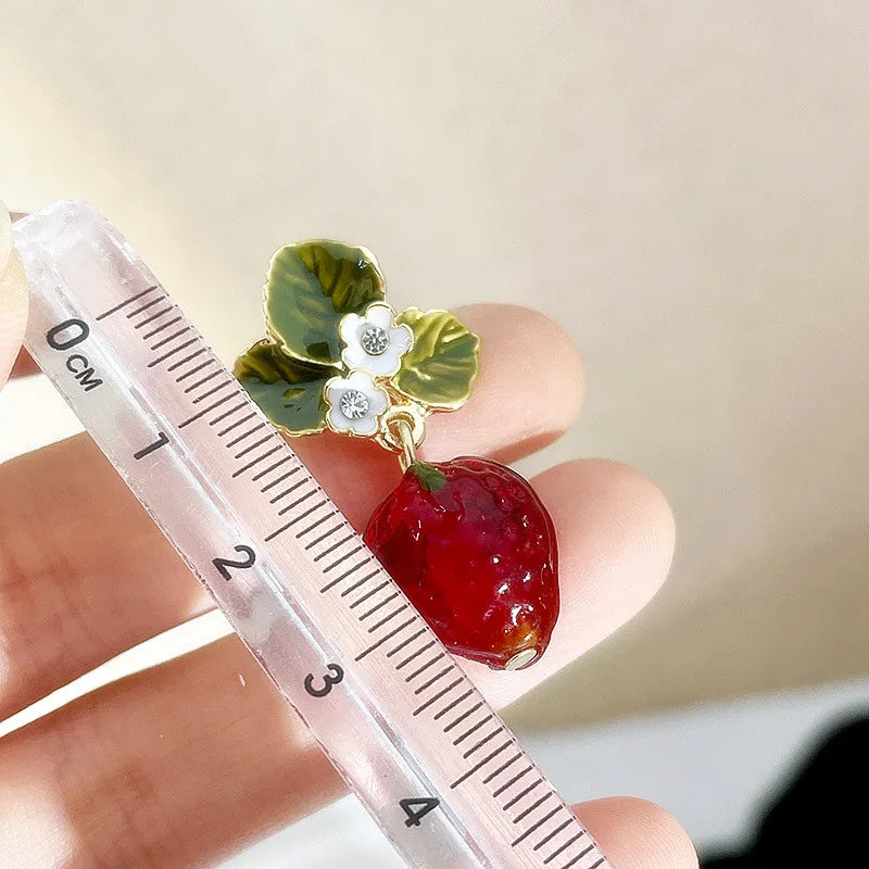 Strawberry Flower Drop Earrings