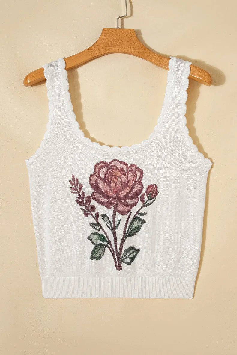 Bohemian Floral Knit Oversized Pullover Sweater for Women