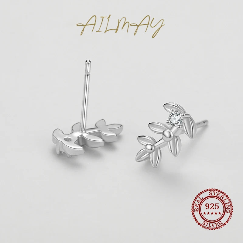 925 Sterling Silver Charm Tree Leaf Earrings