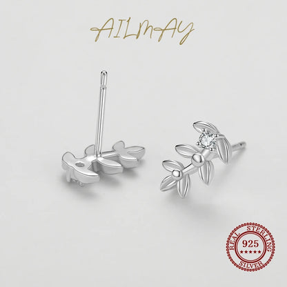 925 Sterling Silver Charm Tree Leaf Earrings