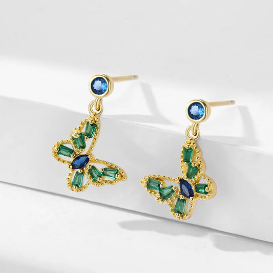 925 Sterling Silver Charm Butterfly Stud Earrings