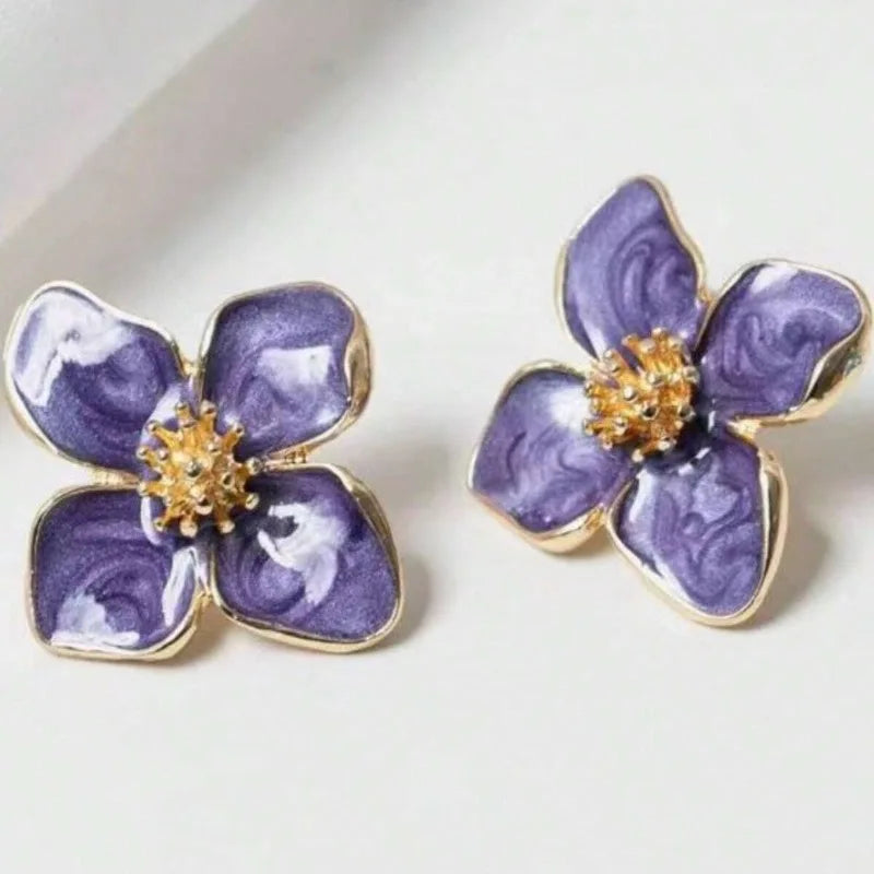 Hibiscus Vintage Glazed Stud Earrings