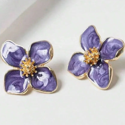 Hibiscus Vintage Glazed Stud Earrings