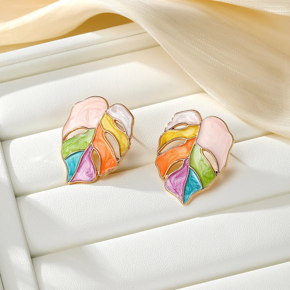 Monstera Leaf Stud Earrings