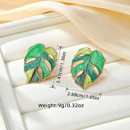 Monstera Leaf Stud Earrings