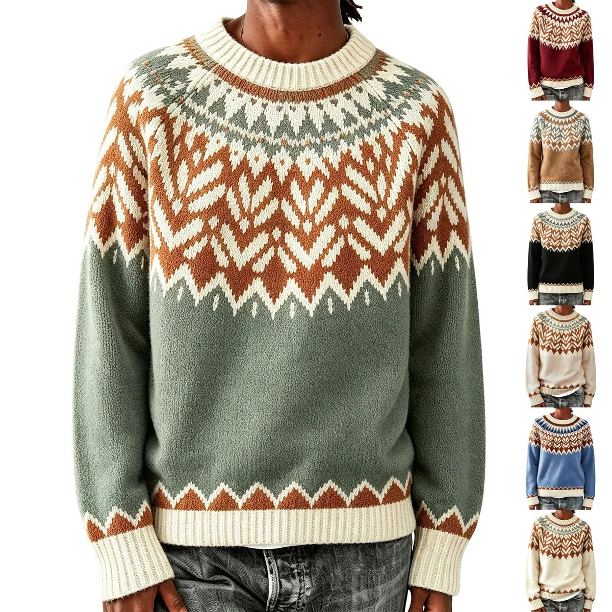 Thick Knitted Jacquard Sweater