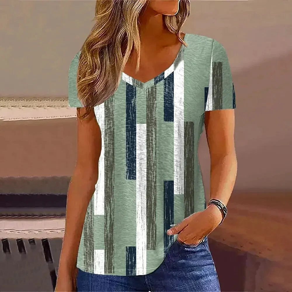 3d Flower Print Kawaii V-Neck