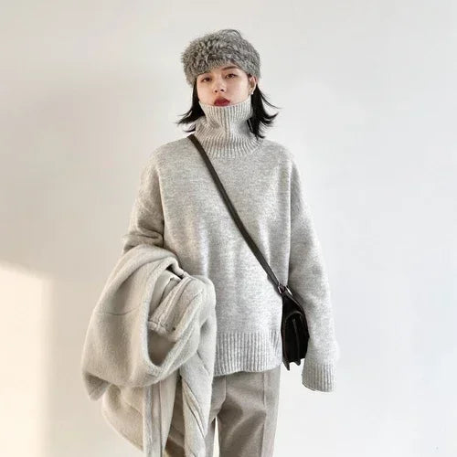 Loose Turtleneck Knit Sweater