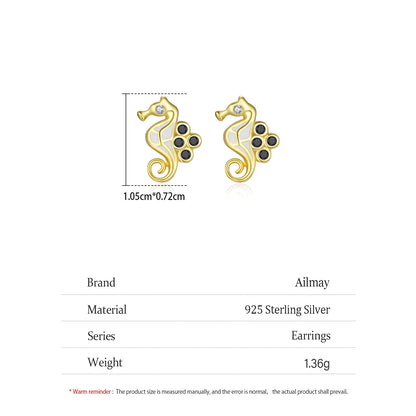 925 Sterling Silver Seahorse Shaped Earrings