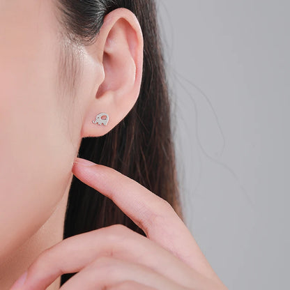 925 Sterling Silver Simple Elephant Small Stud Earrings
