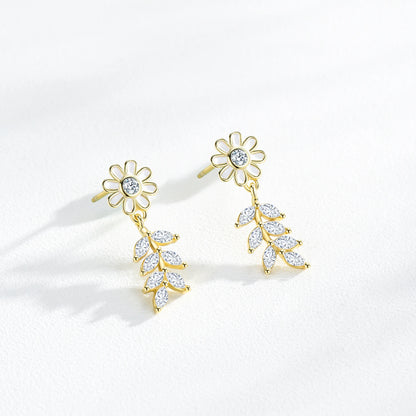 925 Sterling Silver Daisy Flower Enamel Stud Earrings
