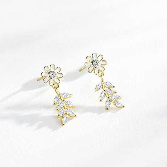 925 Sterling Silver Daisy Flower Enamel Stud Earrings