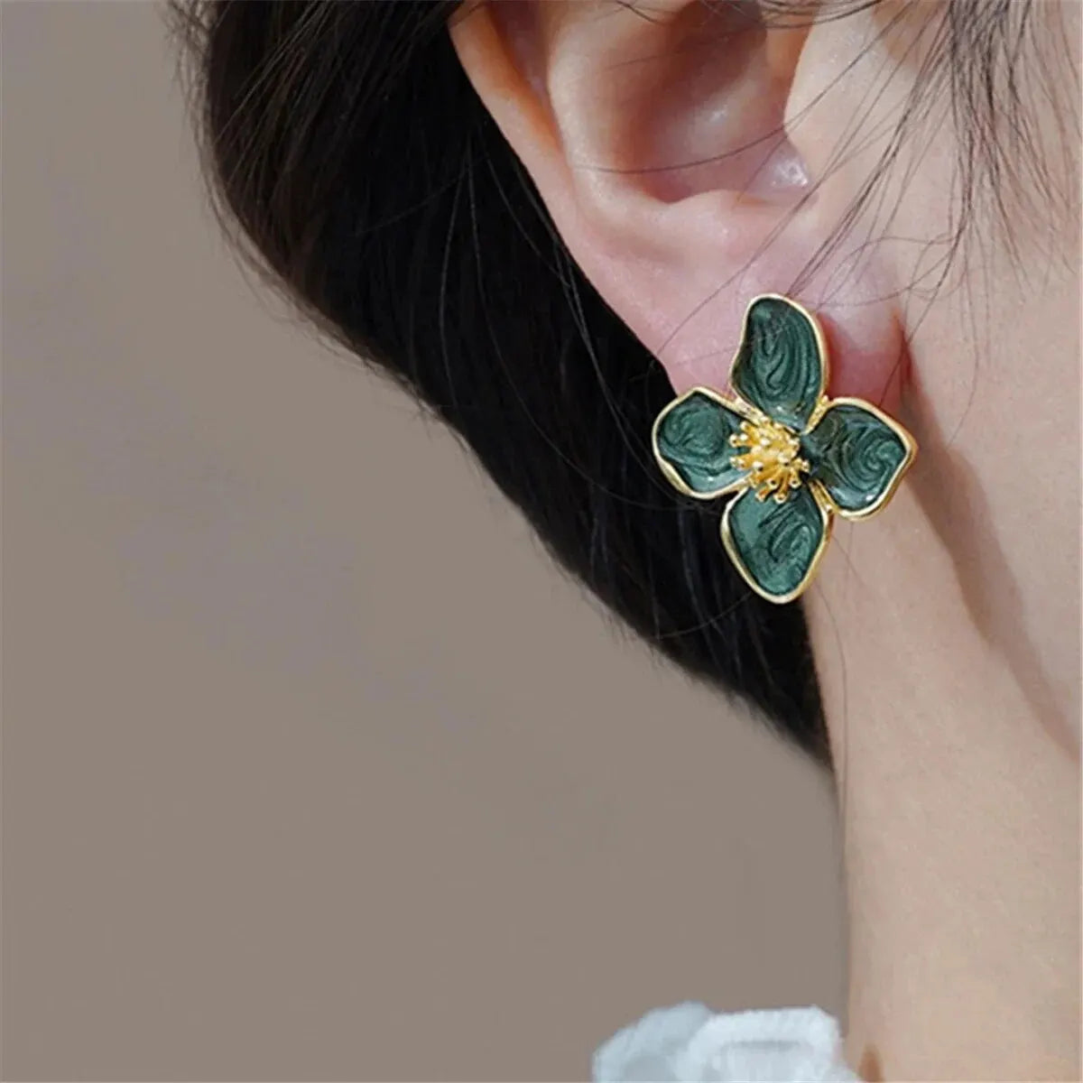Enamel Flower Stud Earrings