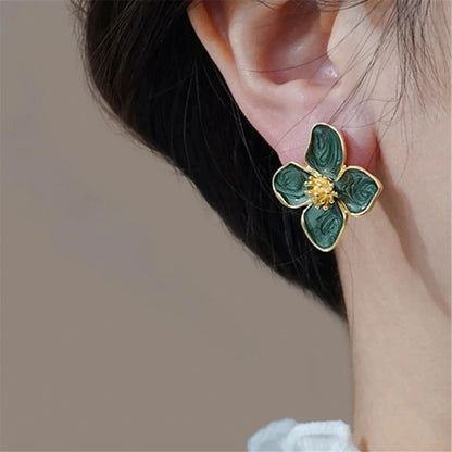 Enamel Flower Stud Earrings