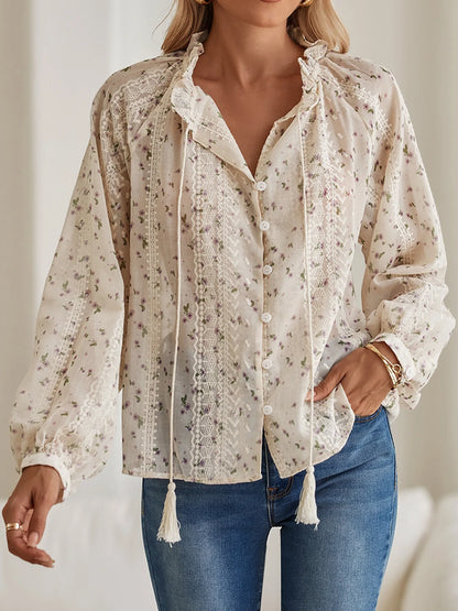 Lightweight Long Sleeve Bohemia  Lace Blouse